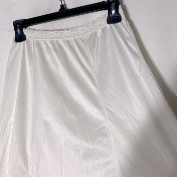 Vintage French Maid White Satiny Nylon Midi Slip Skirt Slip Lingerie M - Picture 8 of 11